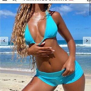 Frankie’s Bikinis Harlow plisse top aquamarine